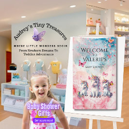 魅惑のユニコーン赤ちゃんシャワーのバナー 横断幕