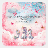 魅惑のユニコーン赤ちゃんシャワーステッカー スクエアシール (正面)