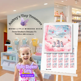 魅惑のユニコーン赤ちゃんシャワーステッカー スクエアシール