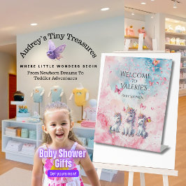 魅惑のユニコーン赤ちゃんシャワー台座看板 台座サイン