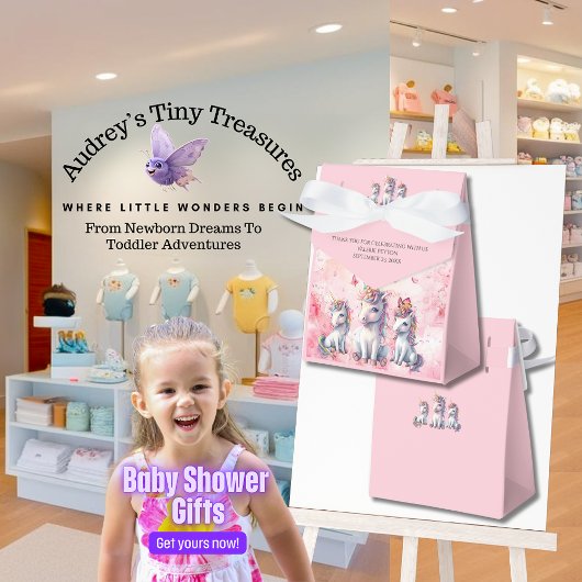 魅惑のユニコーン赤ちゃんシャワー愛用箱 フェイバーボックス