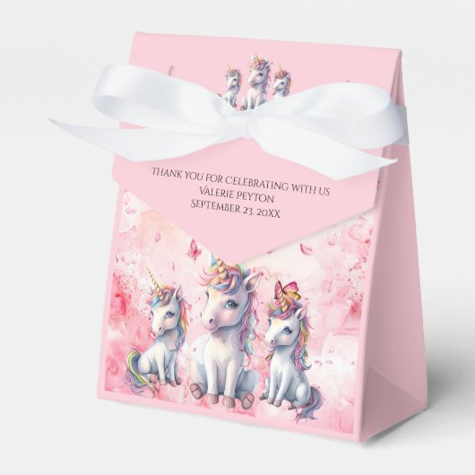 魅惑のユニコーン赤ちゃんシャワー愛用箱 フェイバーボックス (正面サイド)