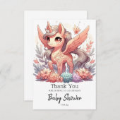 魅惑のユニコーン赤ちゃんシャワー サンキューカード (正面/裏面)