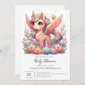魅惑のユニコーン赤ちゃんシャワー 招待状 (正面/裏面)