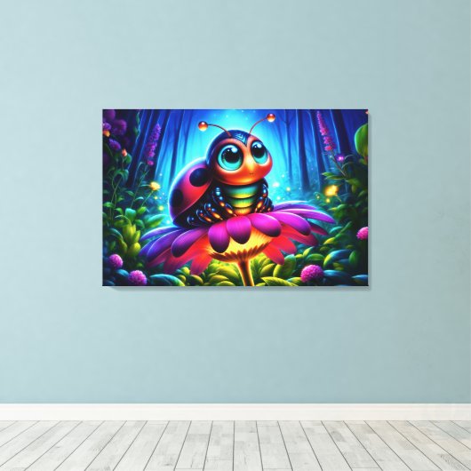 魅惑のラディバグ柔白熱［赤熱］光を放つらかいファンタジー花 キャンバスプリント (インサイチュ (ウッドフロア))