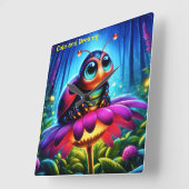 魅惑のラディバグ柔白熱［赤熱］光を放つらかいファンタジー花 スクエア壁時計 (傾斜)