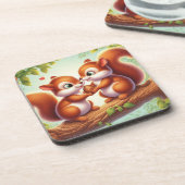 魅惑のリス夫婦ドリンクコースター コースター (左側)