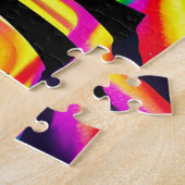 魅惑のレインボーフォレストの木のシルエット ジグソーパズル (側面)