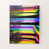 魅惑のレインボーフォレストの木のシルエット ジグソーパズル (縦)