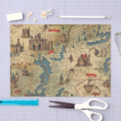 魅惑のレルムアンティークマップと城Decou 薄葉紙 (クラフト)