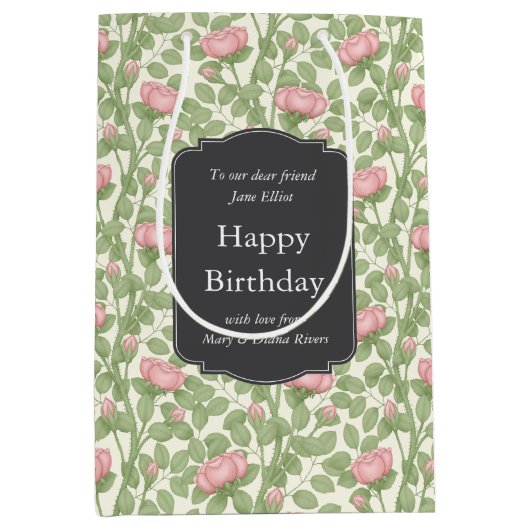 魅惑のローズガーデン アイボリーカスタム ミディアムペーパーバッグ (正面)