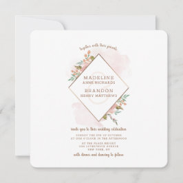 魅惑のローズ ヴィンテージ ダスティピンク ダイヤモンド ウェディング 招待状