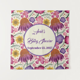 魅惑のワイルドフラワー赤ちゃんシャワー タペストリー