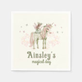 魅惑の一角獣と妖精のパーソナライズされた誕生日 スタンダードカクテルナプキン (正面)
