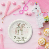 魅惑の一角獣と妖精のパーソナライズされた誕生日 ペーパープレート (パーティー)