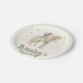 魅惑の一角獣と妖精のパーソナライズされた誕生日 ペーパープレート (アングル)