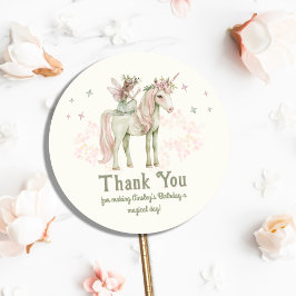 魅惑の一角獣と妖精のパーソナライズされた誕生日 ラウンドシール
