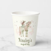 魅惑の一角獣と妖精のパーソナライズされた誕生日 紙コップ (正面)