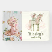 魅惑の一角獣と妖精カスタムの写真誕生日 横断幕 (横)