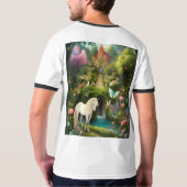 魅惑の一角獣の森Tシャツデザイン Tシャツ (裏面)