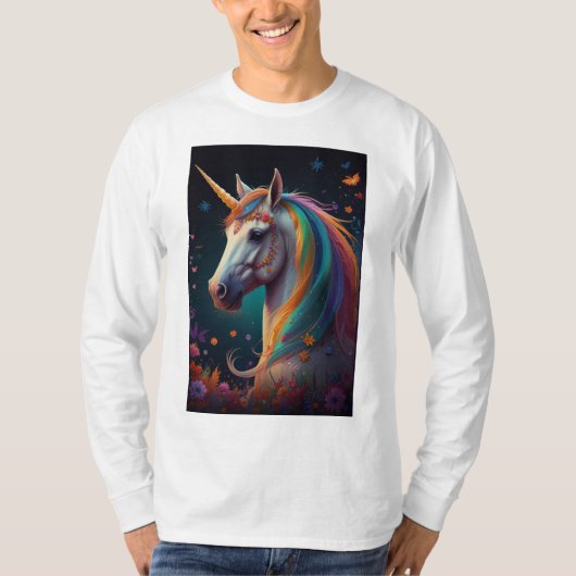 『魅惑の一角獣 – 魔法の神秘的な生き物』 Tシャツ (正面)