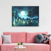 魅惑の不気味な墓地 キャンバスプリント (インサイチュ (リビング))