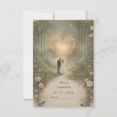 魅惑の中世のハートの森 ロマンティックな結婚式 出欠カード (正面)