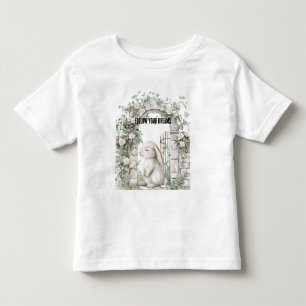 魅惑の乙女ピンク花園のウサギ トドラーTシャツ