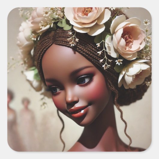 「魅惑の人形：夢と夢の守護者大切」 スクエアシール (正面)