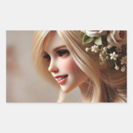 「魅惑の人形：夢と夢の守護者大切」 長方形シール