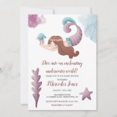 魅惑の人魚とクラゲのベビーシャワー請求書 招待状 (正面)