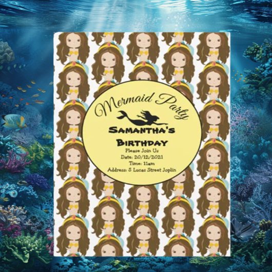 魅惑の人魚の誕生日招待状 招待状