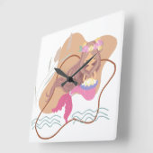 魅惑の人魚パステルウォールクロック スクエア壁時計 (傾斜)