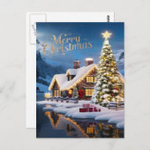 魅惑の休日:ハウス&クリスマスツリー ポストカード (正面/裏面)