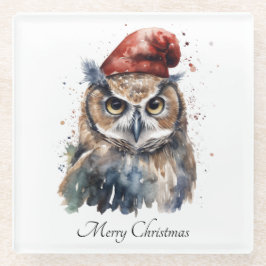 魅惑の冬のフクロウカスタム、 ガラスコースター