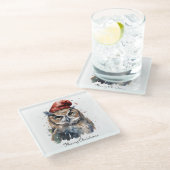 魅惑の冬のフクロウカスタム、 ガラスコースター (アングル)