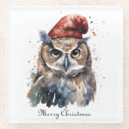 魅惑の冬のフクロウカスタム、 ガラスコースター