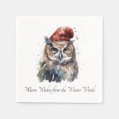 魅惑の冬のフクロウカスタム、 スタンダードカクテルナプキン (正面)