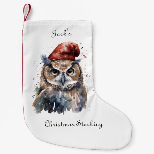 魅惑の冬のフクロウカスタム、 スモールクリスマスストッキング (正面)