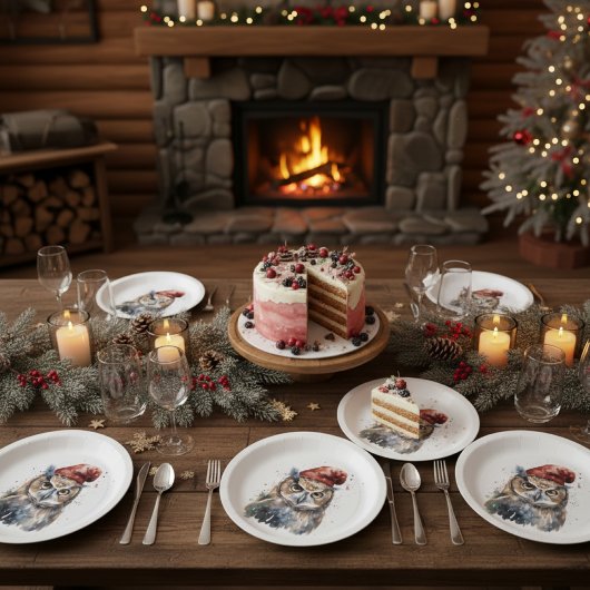 魅惑の冬のフクロウカスタム、 ペーパープレート