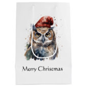 魅惑の冬のフクロウカスタム、 ミディアムペーパーバッグ (裏面)