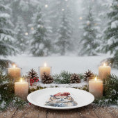 魅惑の冬のフクロウ ペーパープレート