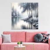 魅惑の冬のワンダーランド：静寂が反映 キャンバスプリント (インサイチュ (リビング))