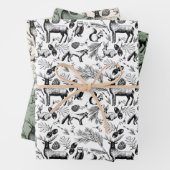 魅惑の冬の森の動物クリスマス手描き ラッピングペーパーシート (インサイチュ)