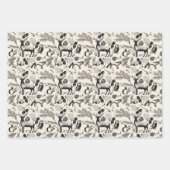 魅惑の冬の森の動物クリスマス手描き ラッピングペーパーシート (正面3)