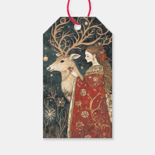 魅惑の冬：乙女とシカ ギフトタグ (正面)