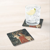 魅惑の冬:乙女とシカ スクエアペーパーコースター (インサイチュ)