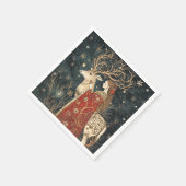魅惑の冬：乙女とシカ スタンダードカクテルナプキン (角)