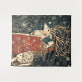 魅惑の冬:乙女とシカ タペストリー (正面(横))