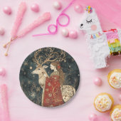 魅惑の冬：乙女とシカ ペーパープレート (パーティー)